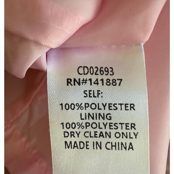 TCEC Pink Metallic Jacquard Dress Puff Sleeve Open Back Bow Size medium - Picture 8 of 8